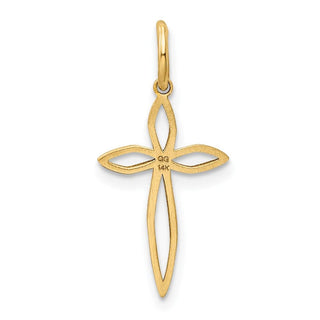 14K Yellow Gold Laser Designed Passion Cross Charm XR1036
