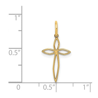 14K Yellow Gold Laser Designed Passion Cross Charm XR1036