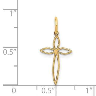 14K Yellow Gold Laser Designed Passion Cross Charm XR1036