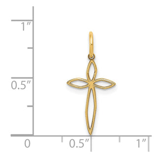 14K Yellow Gold Laser Designed Passion Cross Charm XR1036