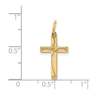 14K Yellow Gold Laser Designed Cross Charm XR1048