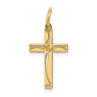 14K Yellow Gold Laser Designed Cross Charm XR1048