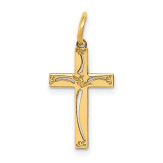 14K Yellow Gold Laser Designed Cross Charm XR1048