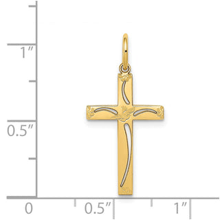 14K Yellow Gold Laser Designed Cross Charm XR1049