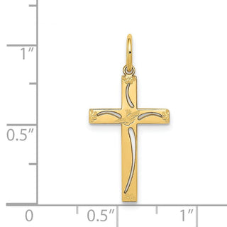 14K Yellow Gold Laser Designed Cross Charm XR1049