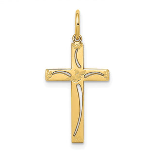 14K Yellow Gold Laser Designed Cross Charm XR1049