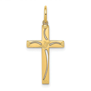 14K Yellow Gold Laser Designed Cross Charm XR1049