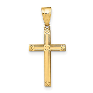14k Yellow Gold Solid Cross Pendant XR106