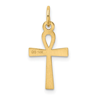 14K Yellow Gold Laser Designed Ankh Cross Charm XR1064