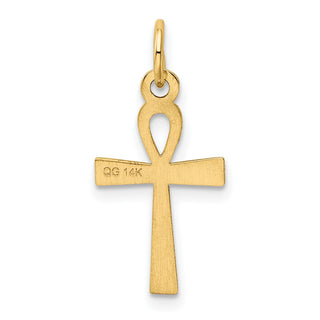 14K Yellow Gold Laser Designed Ankh Cross Charm XR1064