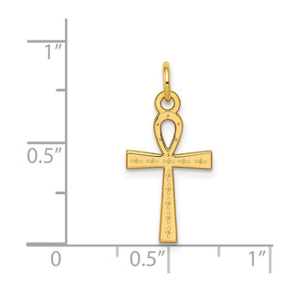 14K Yellow Gold Laser Designed Ankh Cross Charm XR1064