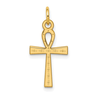 14K Yellow Gold Laser Designed Ankh Cross Charm XR1064