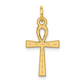 14K Yellow Gold Laser Designed Ankh Cross Charm XR1064