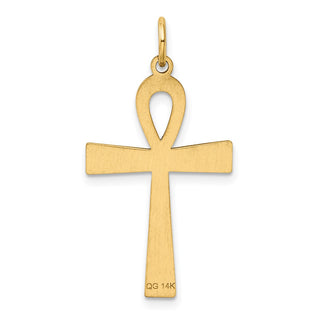 14k Yellow Gold Laser Designed Ankh Cross Pendant XR1066