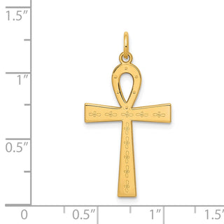 14k Yellow Gold Laser Designed Ankh Cross Pendant XR1066