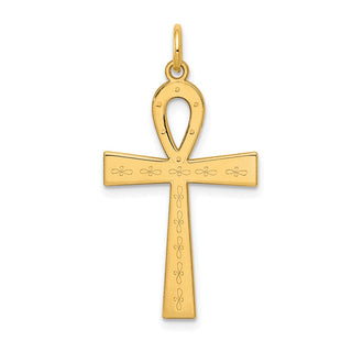 14k Yellow Gold Laser Designed Ankh Cross Pendant XR1066