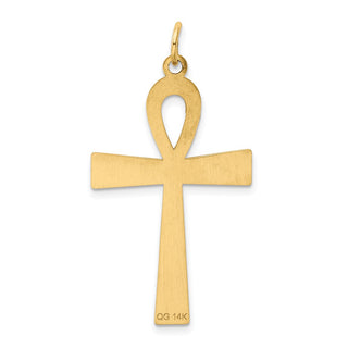 14k Yellow Gold Laser Designed Ankh Cross Pendant XR1067