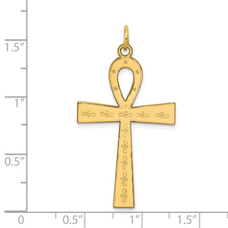 14k Yellow Gold Laser Designed Ankh Cross Pendant XR1067