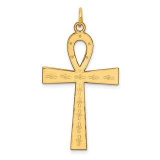 14k Yellow Gold Laser Designed Ankh Cross Pendant XR1067
