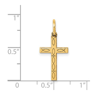 14K Yellow Gold Laser Cut Ichthus Cross Charm