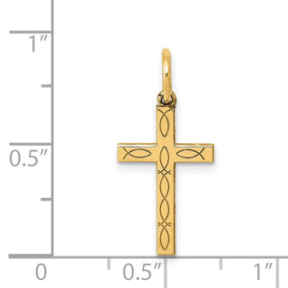 14K Yellow Gold Laser Cut Ichthus Cross Charm