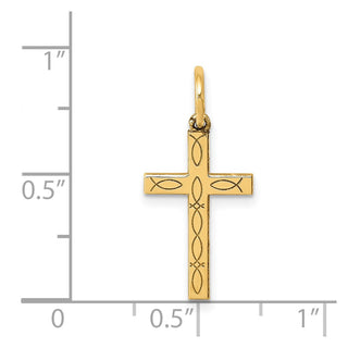14K Yellow Gold Laser Cut Ichthus Cross Charm