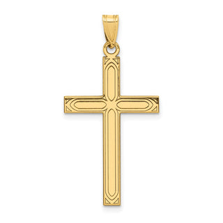 14k Yellow Gold Solid Cross Pendant XR108