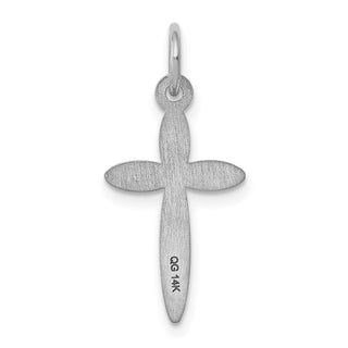 14K White Gold Laser Designed Cross Charm XR1084
