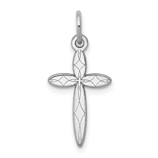 14K White Gold Laser Designed Cross Charm XR1084