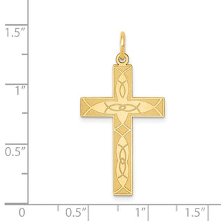 14k Yellow Gold Laser Designed Cross Pendant XR1181