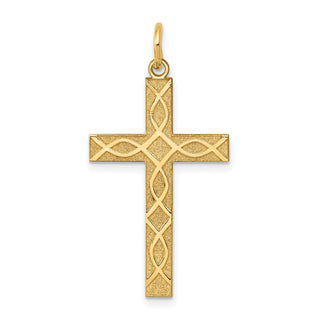14k Yellow Gold Laser Designed Cross Pendant XR1198