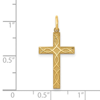 14K Yellow Gold Laser Designed Cross Charm XR1199