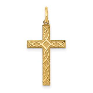 14K Yellow Gold Laser Designed Cross Charm XR1199