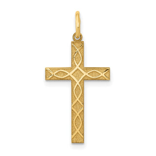 14K Yellow Gold Laser Designed Cross Charm XR1199