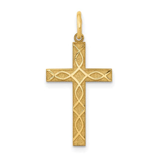 14K Yellow Gold Laser Designed Cross Charm XR1199