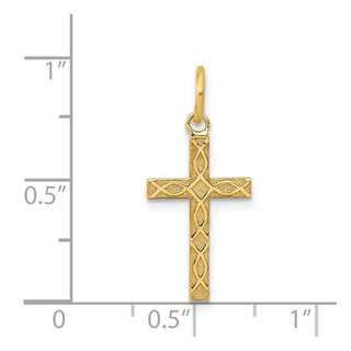 14K Yellow Gold Laser Designed Cross Charm XR1200