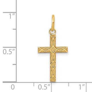 14K Yellow Gold Laser Designed Cross Charm XR1200