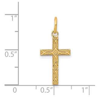 14K Yellow Gold Laser Designed Cross Charm XR1200
