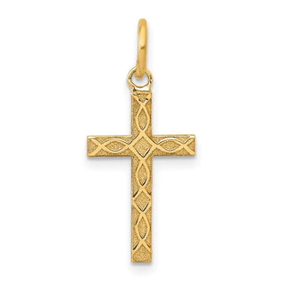 14K Yellow Gold Laser Designed Cross Charm XR1200