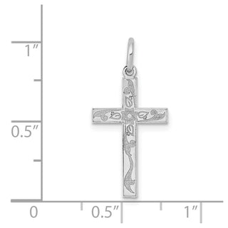 14K White Gold Laser Designed Cross Charm XR1201