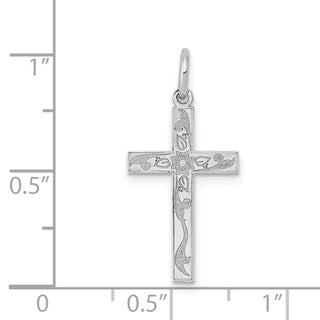 14K White Gold Laser Designed Cross Charm XR1201
