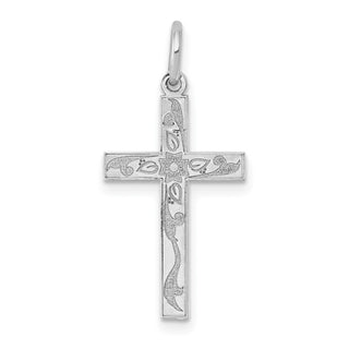 14K White Gold Laser Designed Cross Charm XR1201