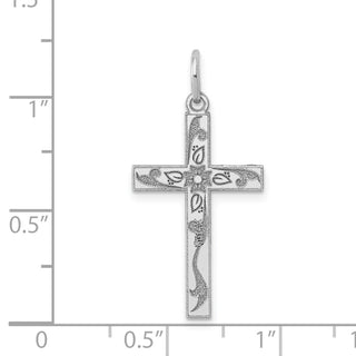 14K White Gold Laser Designed Cross Charm XR1202