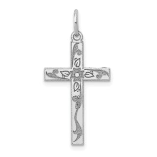 14K White Gold Laser Designed Cross Charm XR1202