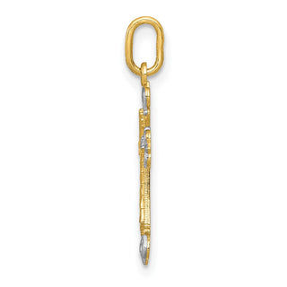 14K Yellow Gold w/Rhodium-plating Cross Charm