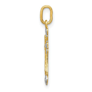14K Yellow Gold w/Rhodium-plating Cross Charm