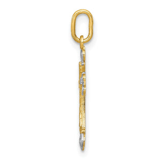 14K Yellow Gold w/Rhodium-plating Cross Charm