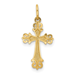 14K Yellow Gold w/Rhodium-plating Cross Charm