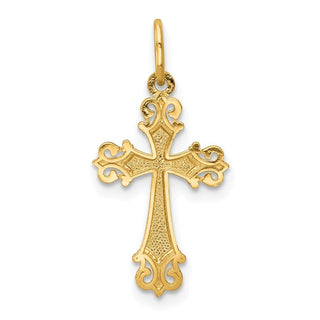 14K Yellow Gold w/Rhodium-plating Cross Charm
