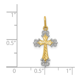 14K Yellow Gold w/Rhodium-plating Cross Charm